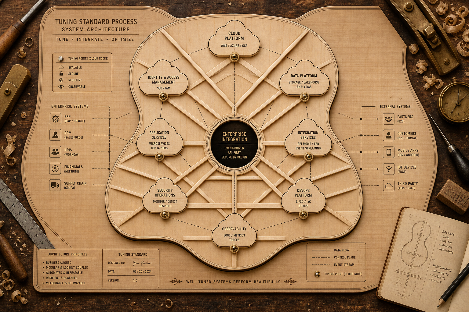 System architecture tuning board with enterprise integration planning